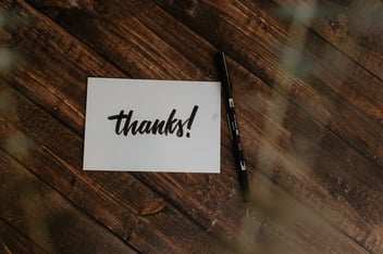Thank-you card expressing volunteer appreciation.