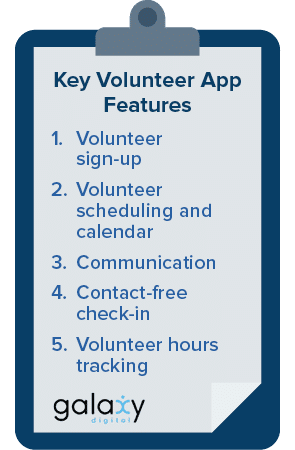List of key volunteer app features