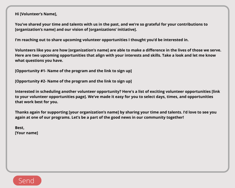 volunteer recruitment email requesting volunteers