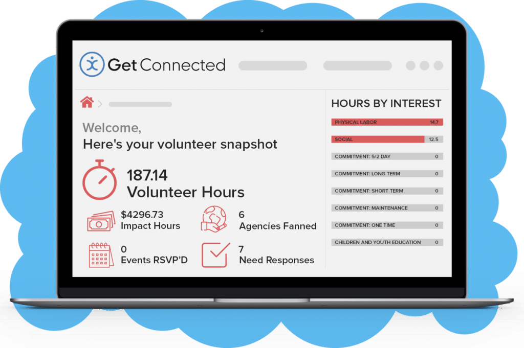 This is a representation of Get Connected, Galaxy Digital's volunteer management software solution.
