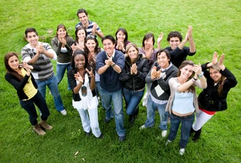 Volunteers celebrating appreciation speech. 
