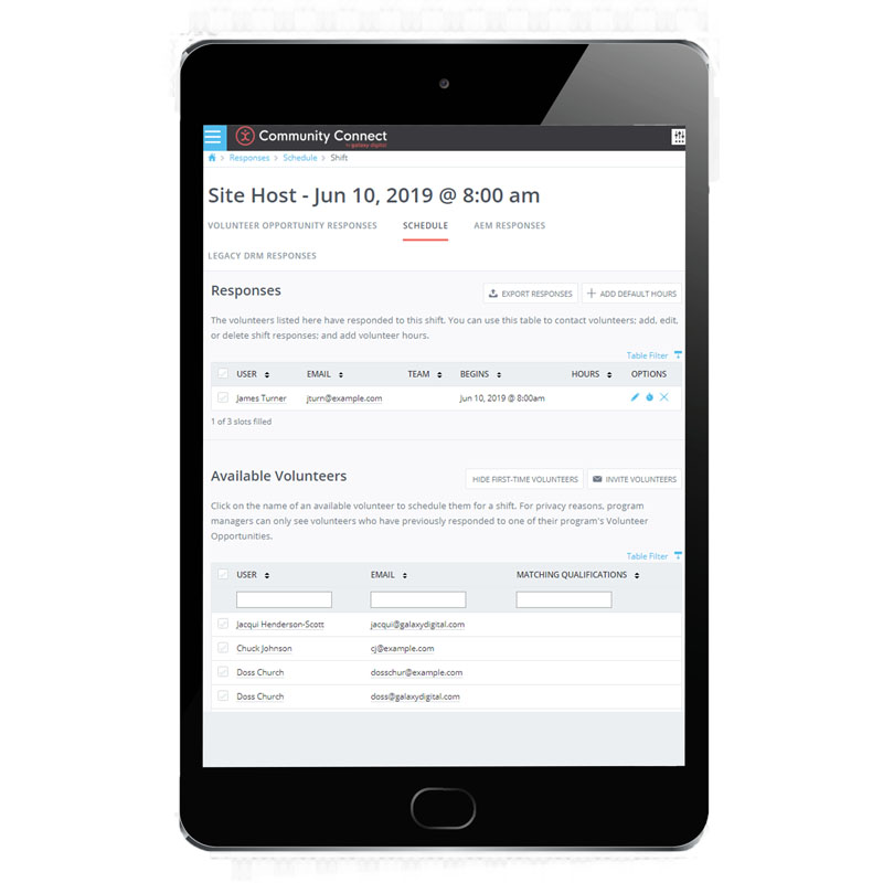 Volunteer scheduling software App