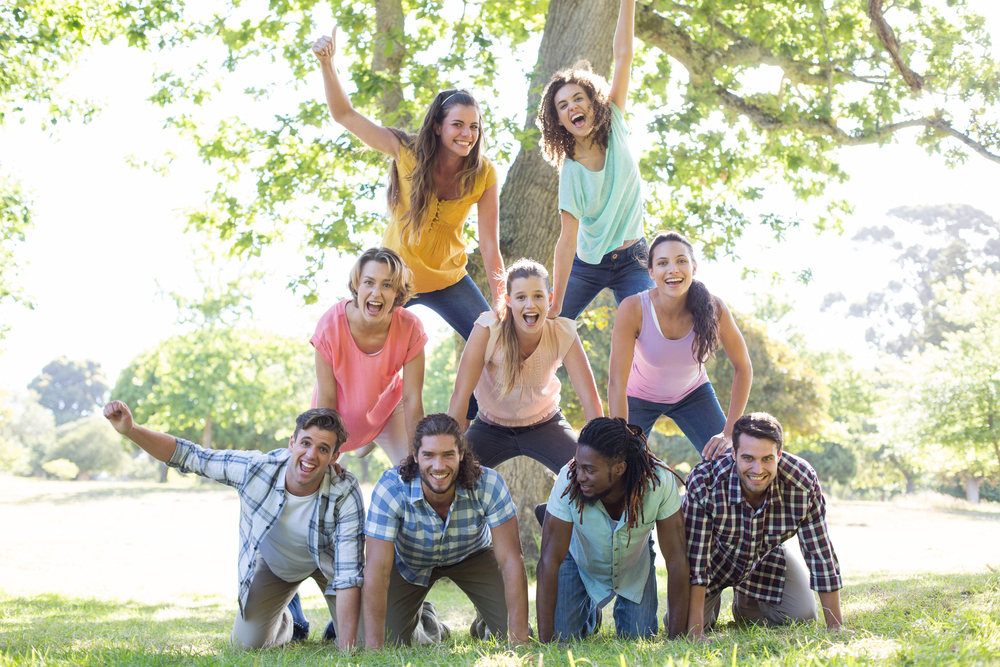 Group of happy volunteers