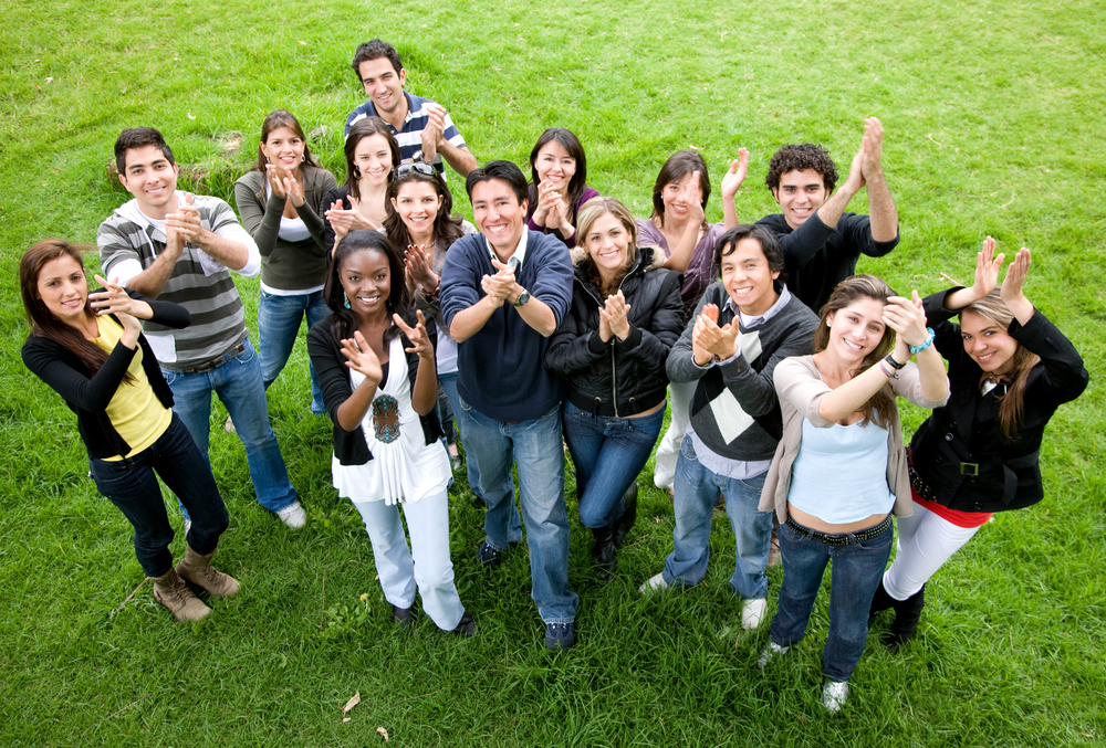 Volunteers celebrating appreciation speech. 